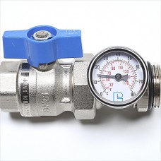 1” Blue Ball Valve/Temperature Gauge