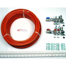 30m2 max. 1 zone/stat. 2 loops... >  2 Port x 200M Underfloor Heating Kit.